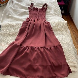 Francesca's Collections Burgundy Midi Dress